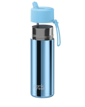 Load image into Gallery viewer, Frank Green Ceramic Reusable Bottle - Blue Chrome with Flip Straw Lid Sky Blue 20oz/595ml