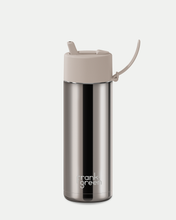 Load image into Gallery viewer, Frank Green Ceramic Reusable Bottle - Moon Dust Chrome with Flip Straw Lid 20oz/595ml