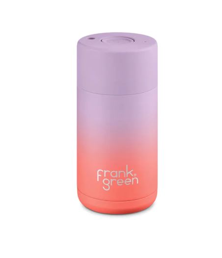 Frank Green Ceramic Reusable Cup - Gradient Lilac Haze/Living Coral - 12oz/355ml | Pink Lemonade