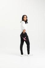 Load image into Gallery viewer, Homelee Apartment Pants Winter - Black with Irregular Pink Stripe X
