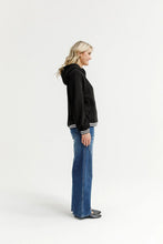 Load image into Gallery viewer, Homelee Elliot Hoodie - Alpine Weight - Black with Silver X and Stripe Cuffs