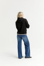Load image into Gallery viewer, Homelee Elliot Hoodie - Alpine Weight - Black with Silver X and Stripe Cuffs