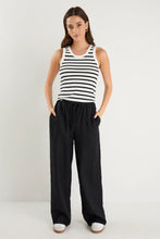 Load image into Gallery viewer, Flo & Frankie - Wellness Black Linen Pull On Wide Leg Pants