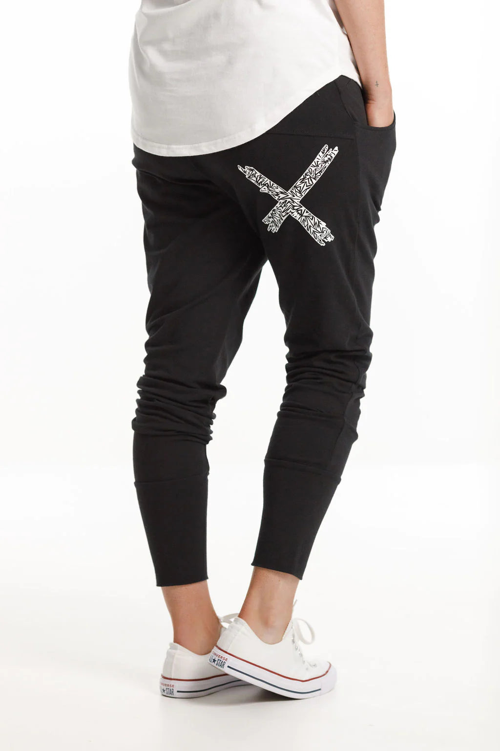 Homelee Apartment Pants - Black with Paper Plane X Print