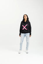 Load image into Gallery viewer, Homelee Ellen Tee - Black with Irregular Pink Stripe