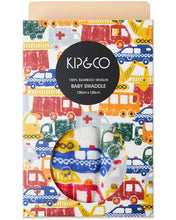Load image into Gallery viewer, Kip & Co Bamboo Muslin Baby Swaddle - Big Wheels