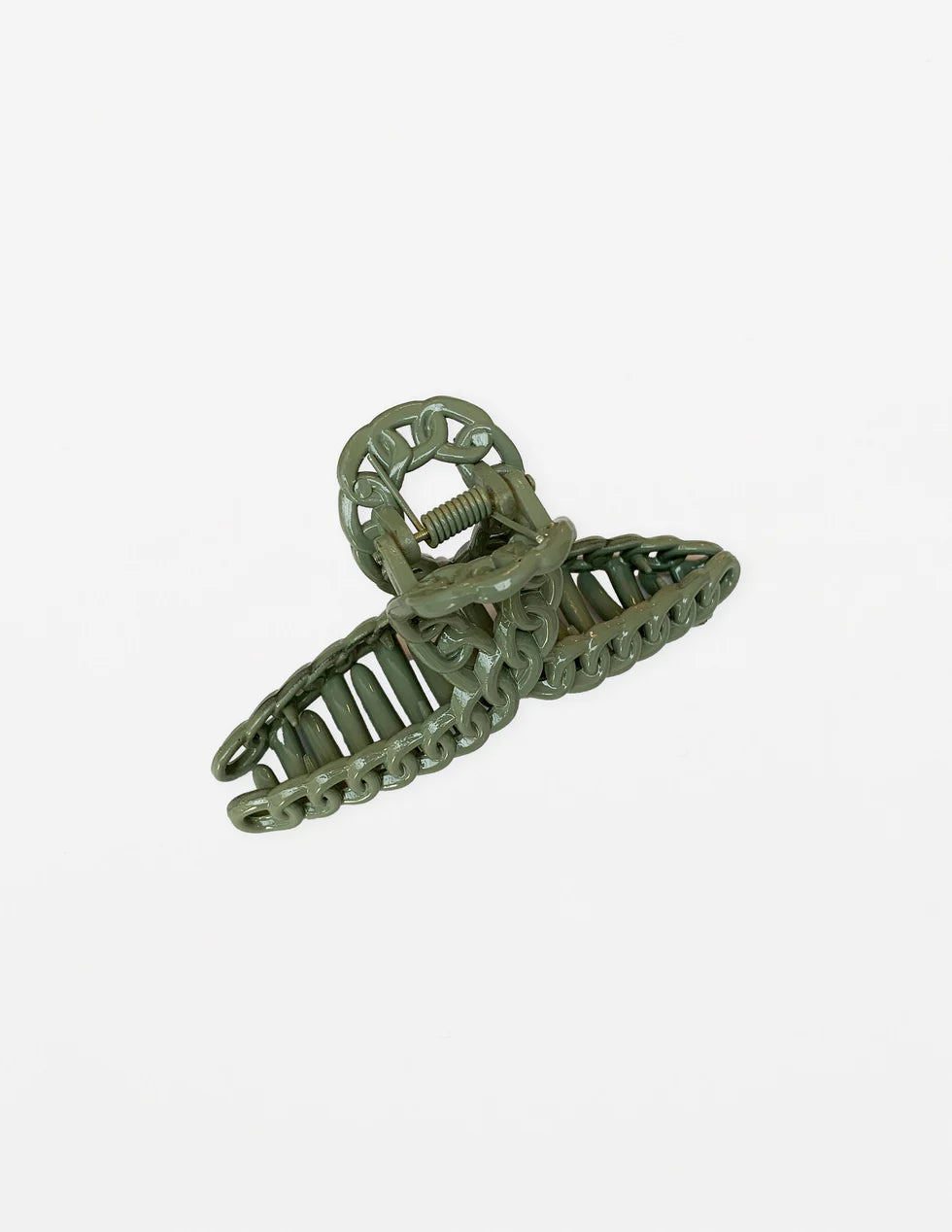 Stella + Gemma Hair Claw Matt Green Chain Loop Pink Lemonade Pink