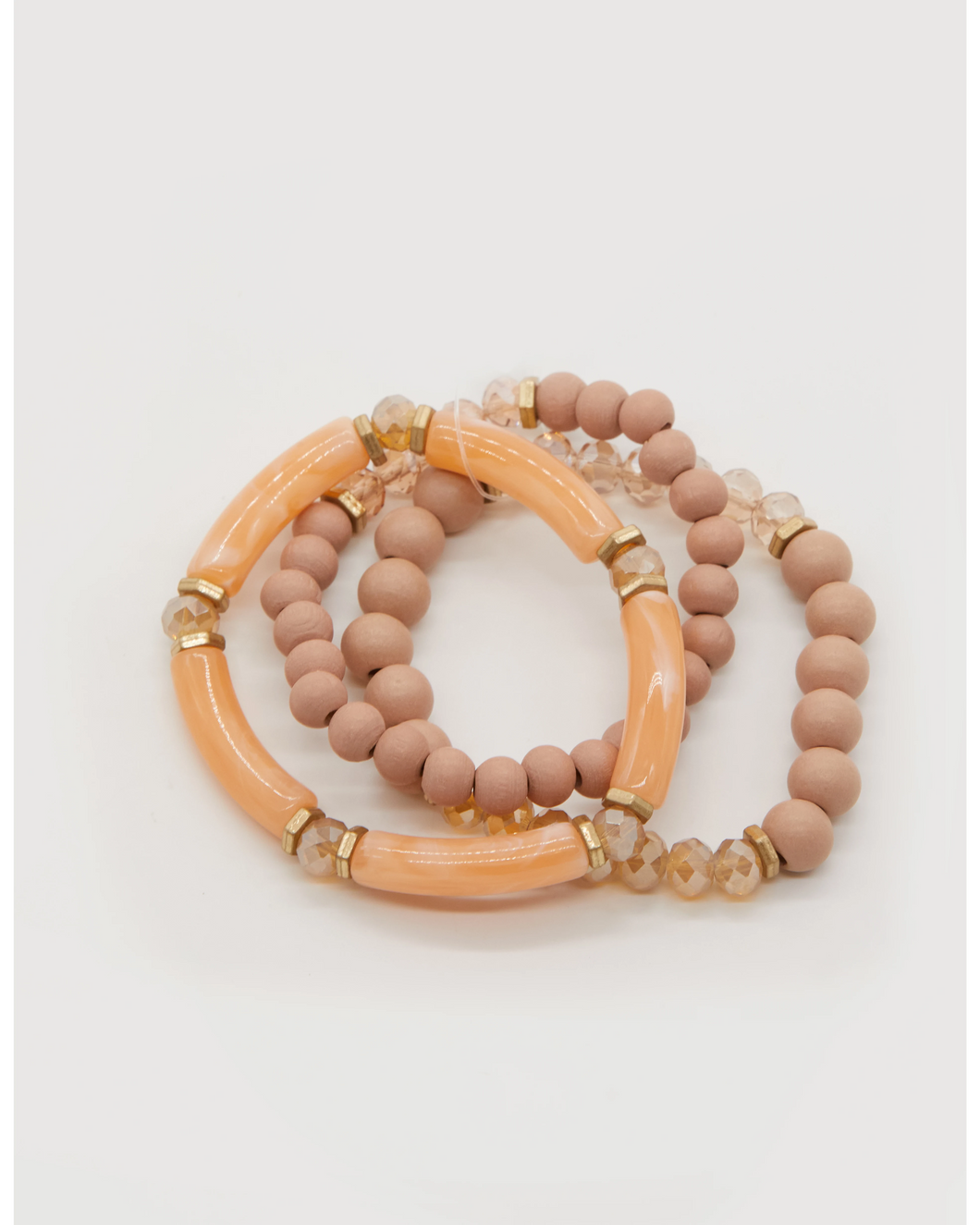 Stella + Gemma Bracelet - Rose Beads - Wooden/Resin Set