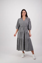Load image into Gallery viewer, Vassalli - Long Dress with Elbow Length Sleeve - Black Check | Pink Lemonade
