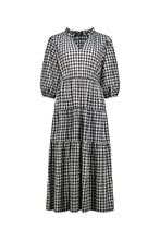Load image into Gallery viewer, Vassalli - Long Dress with Elbow Length Sleeve - Black Check | Pink Lemonade
