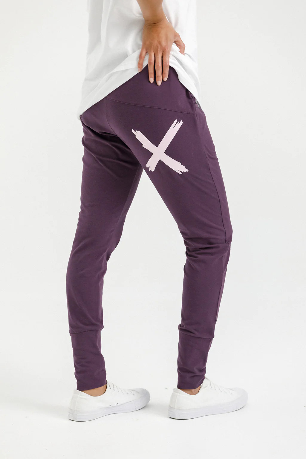 Homelee Apartment Pants - Plum with Pastel Pink