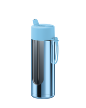 Load image into Gallery viewer, Frank Green Ceramic Reusable Bottle - Blue Chrome with Flip Straw Lid Sky Blue 20oz/595ml
