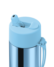 Load image into Gallery viewer, Frank Green Ceramic Reusable Bottle - Blue Chrome with Flip Straw Lid Sky Blue 20oz/595ml
