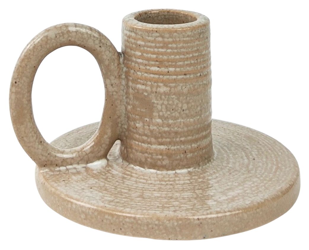 Ceramic Handled Candle Holder - Beige