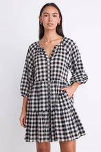 Load image into Gallery viewer, Flo &amp; Frankie - Aries Black Gingham Button Front Mini Dress
