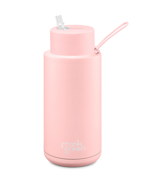 Frank Green Ceramic Reusable Bottle - Blushed - 34oz/1L | Pink Lemonade