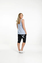Load image into Gallery viewer, Homelee 3/4 Apartment Pants - Black with Cerulean Stripe X
