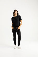 Load image into Gallery viewer, Homelee Apartment Pants - Winter - Black with Lilac Damask X
