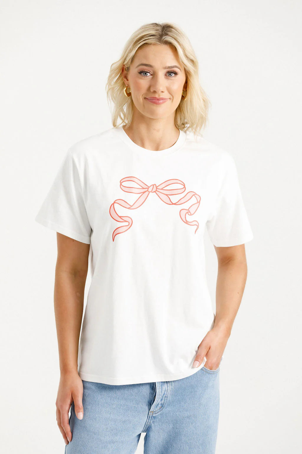 Homelee Chris Tee - White with Blossom Berry Bow