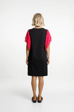 Load image into Gallery viewer, Homelee Lola Dress - Black with Raspberry Pink Sleeves
