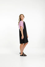 Load image into Gallery viewer, Homelee Lola Dress - Black with Pink Bloom Print Sleeves
