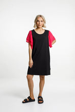 Load image into Gallery viewer, Homelee Lola Dress - Black with Raspberry Pink Sleeves
