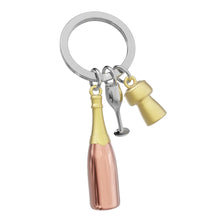 Load image into Gallery viewer, Metalmorphose Keychain - Champagne Bottle in Rose Gold

