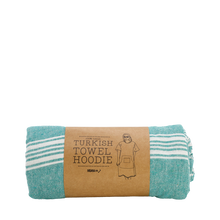 Load image into Gallery viewer, Moana Road - Turkish Towel Hoodie - Aqua Striped
