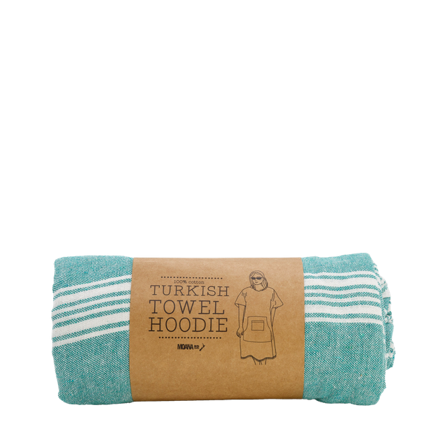 Moana Road - Turkish Towel Hoodie - Aqua Striped