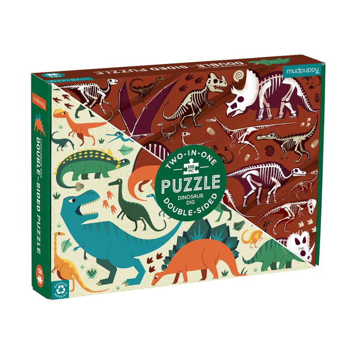 Mudpuppy Dinosaur Dig Double Sided Puzzle