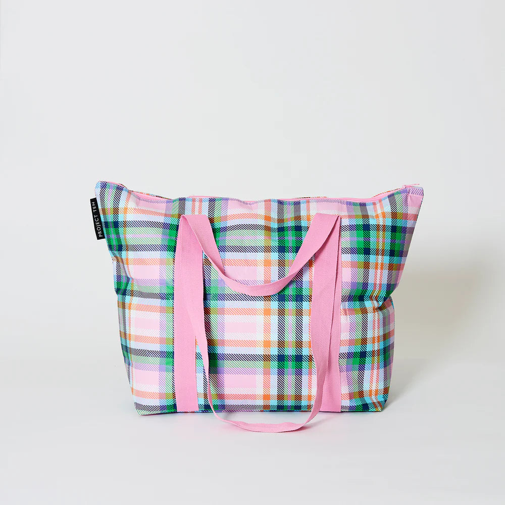 Project Ten - Plaid Zip Medium Tote