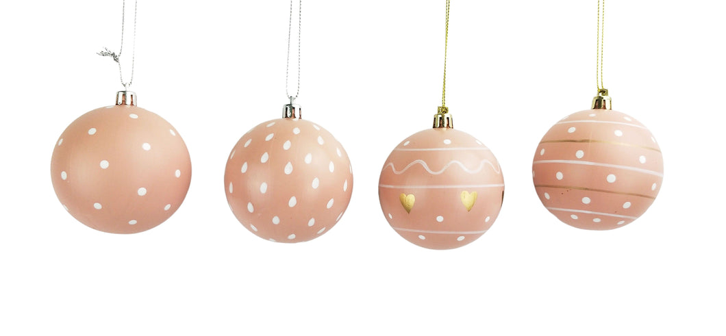 Christmas Bauble - Set of 4 - Pink