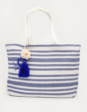 Load image into Gallery viewer, Stella + Gemma Shopper Bag - Navy Herringbone Stripes
