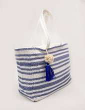 Load image into Gallery viewer, Stella + Gemma Shopper Bag - Navy Herringbone Stripes
