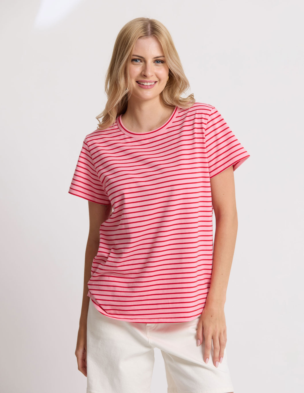 Stella + Gemma Classic Stripe Tee - Pink/Red Stripe