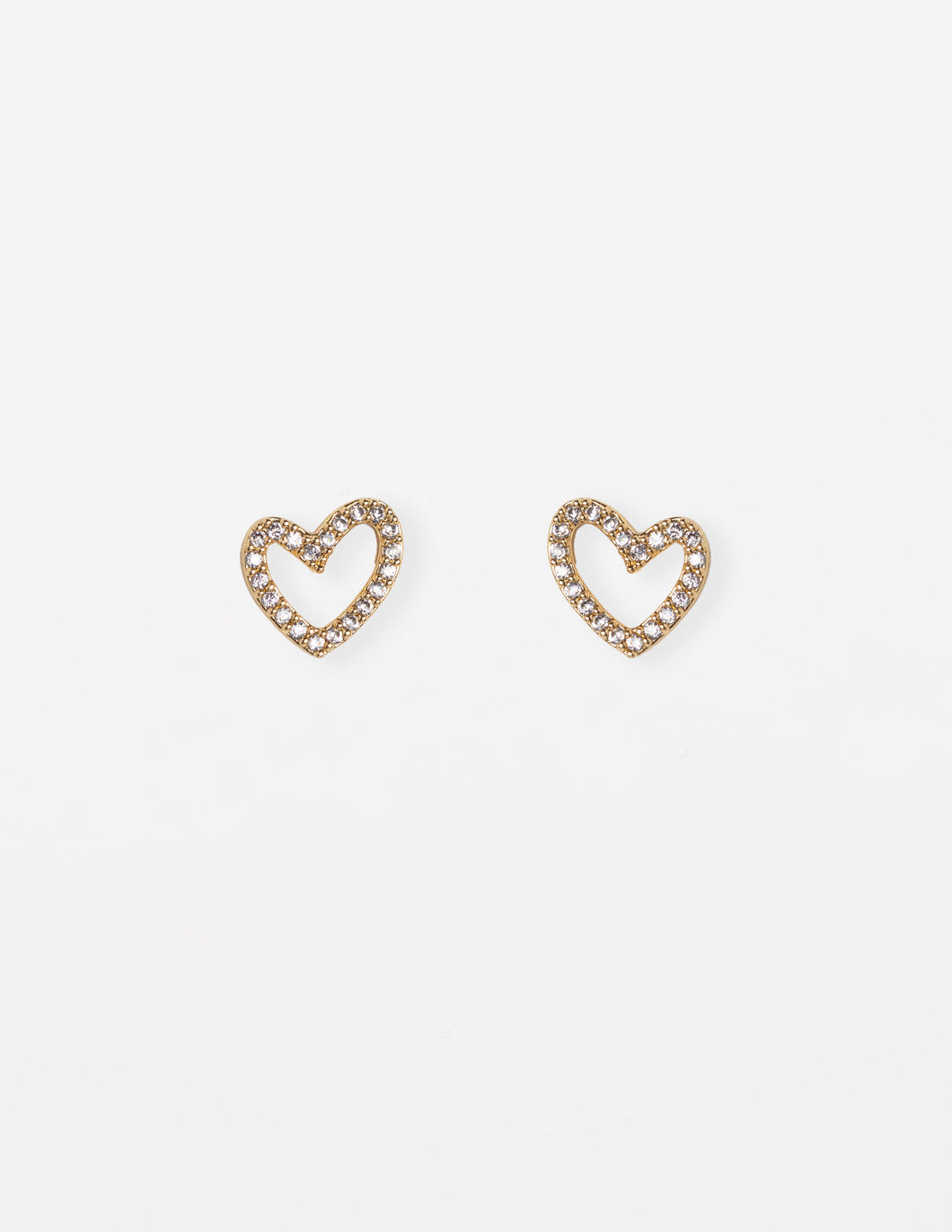 Stella + Gemma Earrings - Gold Crystal Heart Outline