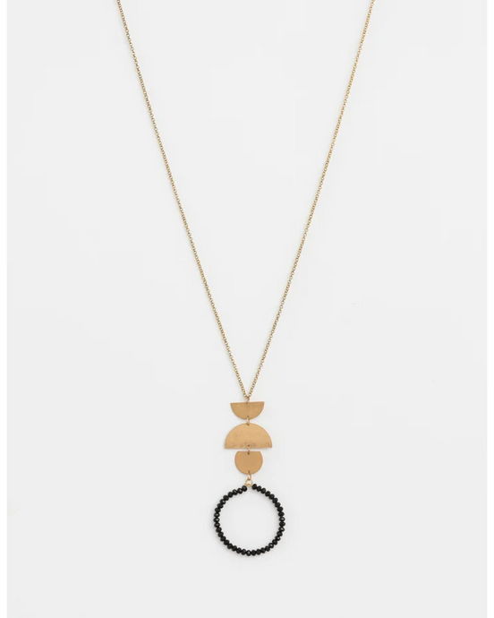 Stella + Gemma Necklace - Black Bead Hoop with Gold