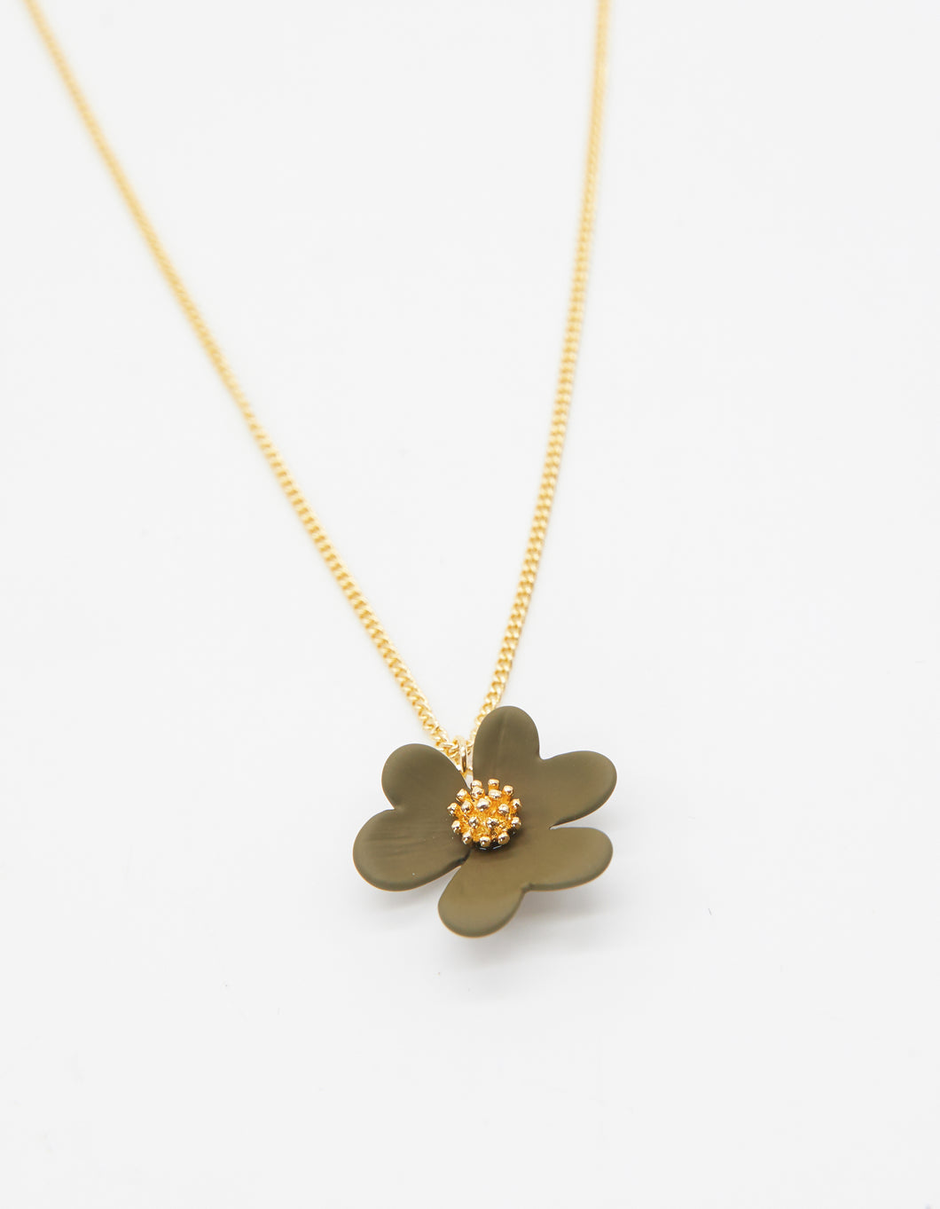 Stella + Gemma Necklace - Flower Olive Gold Stamen