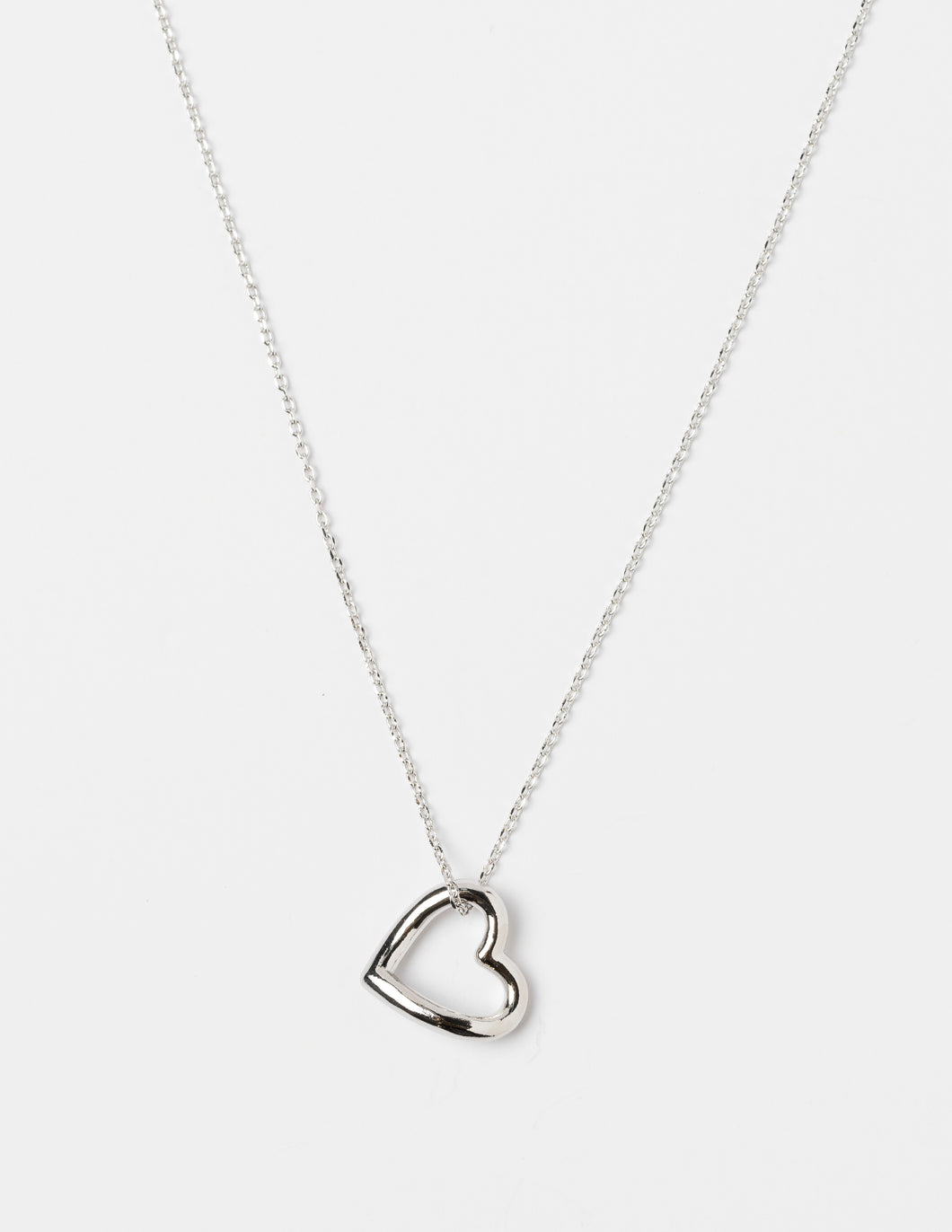 Stella + Gemma Necklace - Silver Hanging Heart Outline