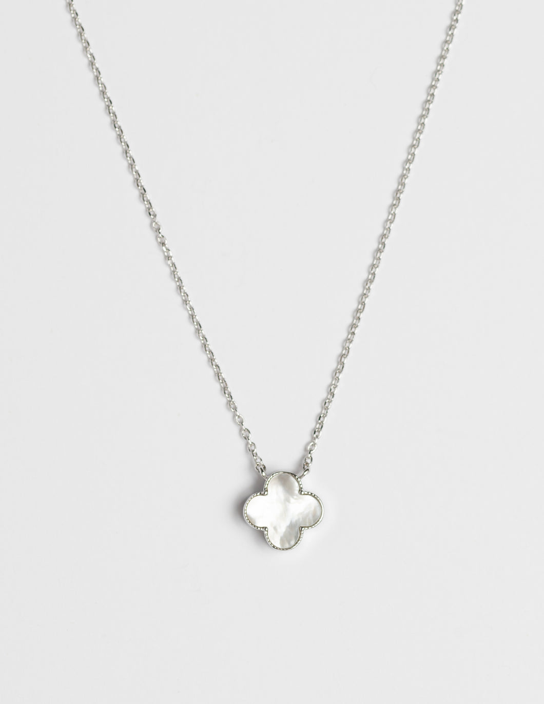 Stella + Gemma Necklace - Silver Mop Clover