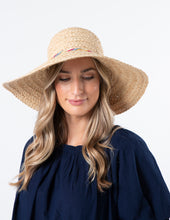 Load image into Gallery viewer, Stella + Gemma Raffia Hat - Natural with Coloured Raffia Bow

