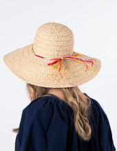 Load image into Gallery viewer, Stella + Gemma Raffia Hat - Natural with Coloured Raffia Bow
