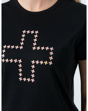 Load image into Gallery viewer, Stella + Gemma T-Shirt - Black Antique Rose Cross
