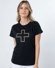 Load image into Gallery viewer, Stella + Gemma T-Shirt - Black Antique Rose Cross
