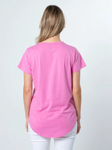 Load image into Gallery viewer, Stella + Gemma T-Shirt - Bubblegum with White Rose Gold Cross
