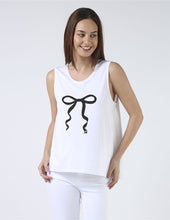 Load image into Gallery viewer, Stella + Gemma Tank - White with Black Bow

