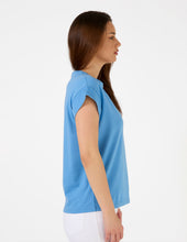 Load image into Gallery viewer, Stella + Gemma Cuff Tee - Sky Embroidered Logo
