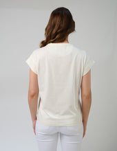 Load image into Gallery viewer, Stella + Gemma Cuff Tee - Cream Zebra Cross
