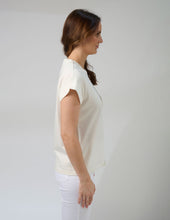 Load image into Gallery viewer, Stella + Gemma Cuff Tee - Cream Zebra Cross

