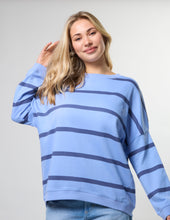 Load image into Gallery viewer, Stella + Gemma Newport Sweat - Cornflower Baby Cross Stripe
